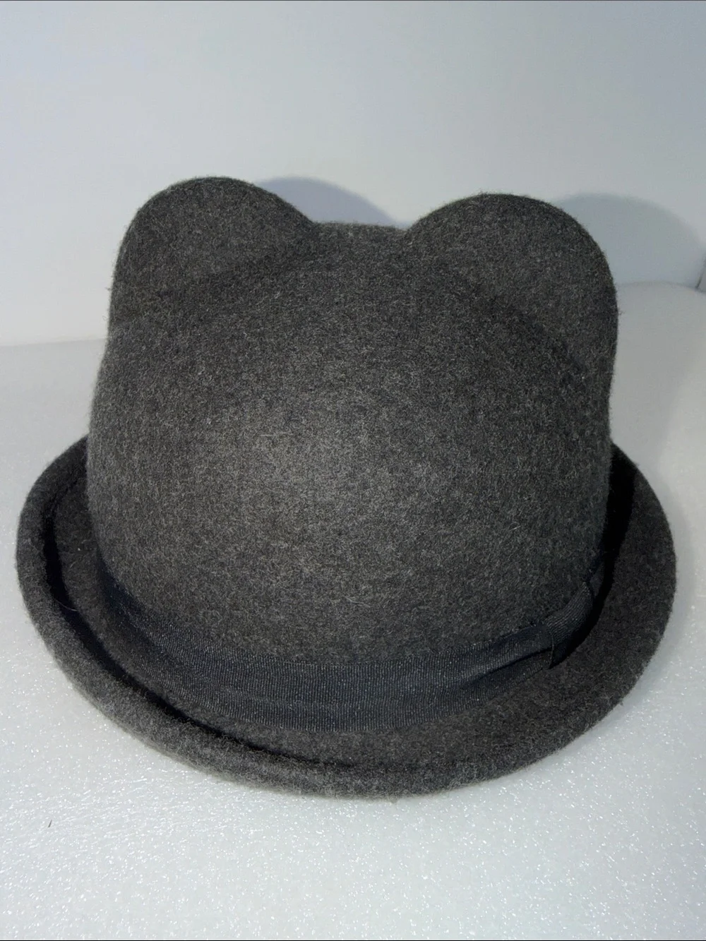 CLAIRE’S Cat Ear Bowler Hat 100% Wool Teens Girls Fedora Style Size M/L